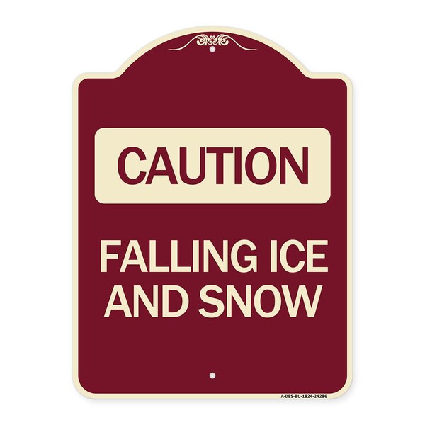 Caution Falling Ice and Snow Heavy-Gauge Aluminum Architectural Sign, 24" x 18", BU-1824-24286